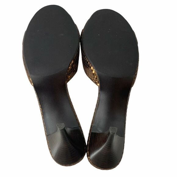 Bronze Metallic Open Toe Heeled Sandals Womens Size 8.5 Faux Snake Alfani Brand - Picture 7 of 8